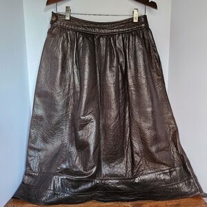 Vintage Mani Leather By Giorgio Armani Chocolate Brown Leather Skirt